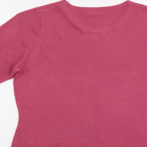 Marks and Spencer Womens Pink Round Neck Acrylic Pullover Jumper Size 12