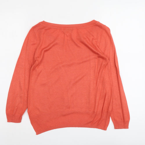 H&M Womens Orange Round Neck Viscose Pullover Jumper Size XS