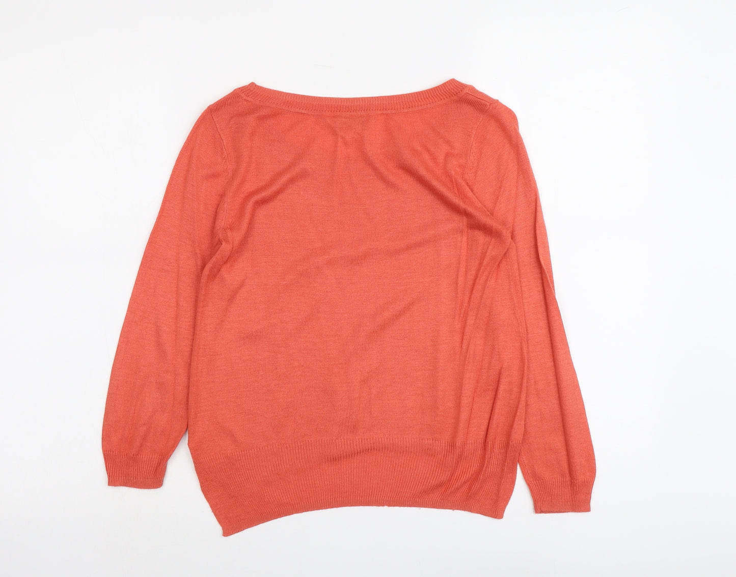 H&M Womens Orange Round Neck Viscose Pullover Jumper Size XS