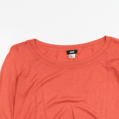H&M Womens Orange Round Neck Viscose Pullover Jumper Size XS