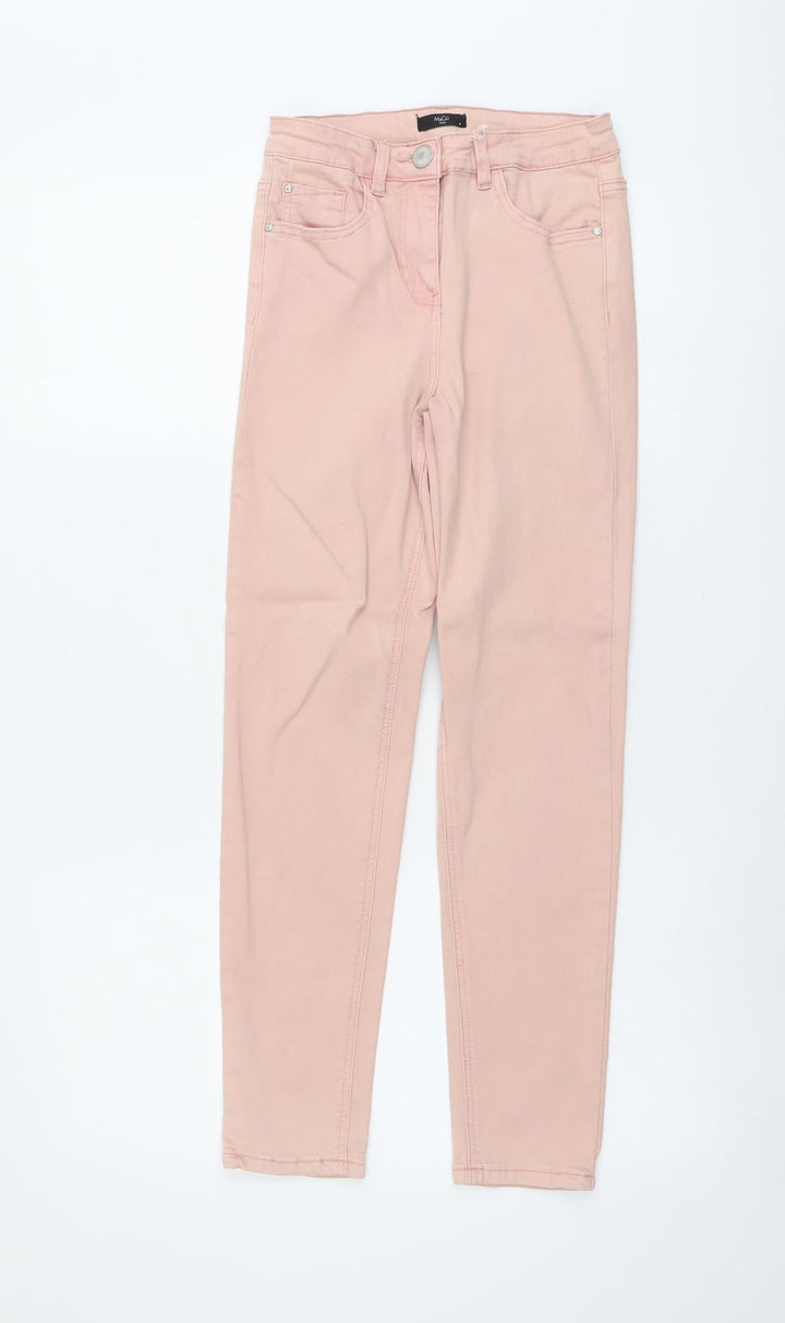M&Co Womens Pink Cotton Skinny Jeans Size 8 L26 in Regular Button