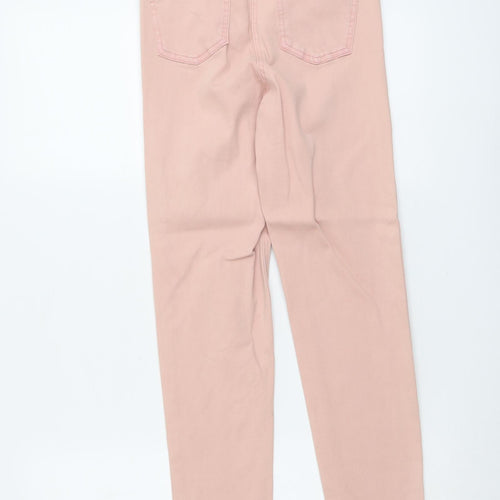M&Co Womens Pink Cotton Skinny Jeans Size 8 L26 in Regular Button
