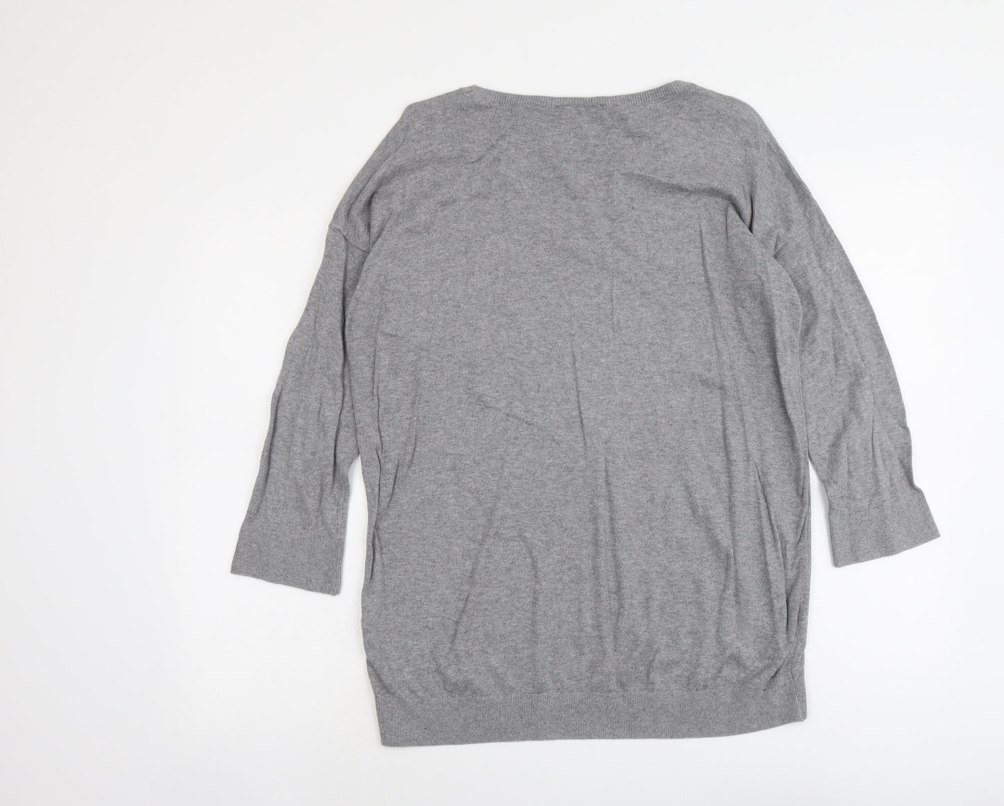 Wallis Womens Grey Boat Neck Cotton Pullover Jumper Size M - Butterfly