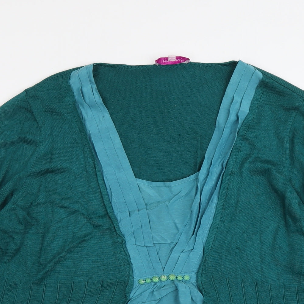 Per Una Womens Green Scoop Neck Acrylic Pullover Jumper Size 20
