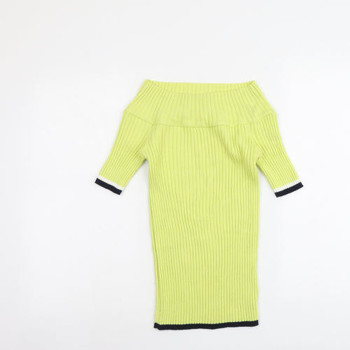 NEXT Womens Green Boat Neck Cotton Pullover Jumper Size 14