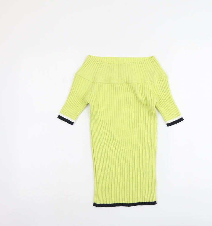 NEXT Womens Green Boat Neck Cotton Pullover Jumper Size 14