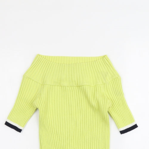 NEXT Womens Green Boat Neck Cotton Pullover Jumper Size 14