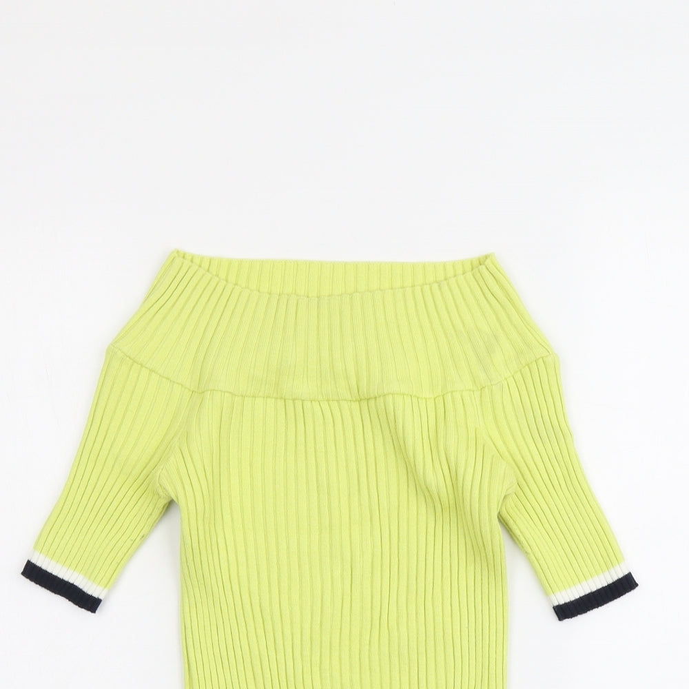 NEXT Womens Green Boat Neck Cotton Pullover Jumper Size 14