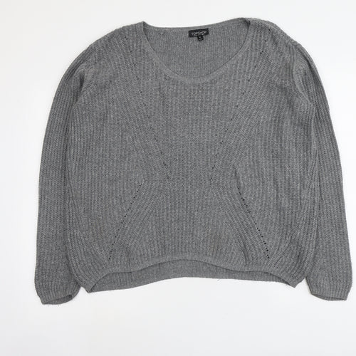 Topshop Womens Grey Scoop Neck Acrylic Pullover Jumper Size 8