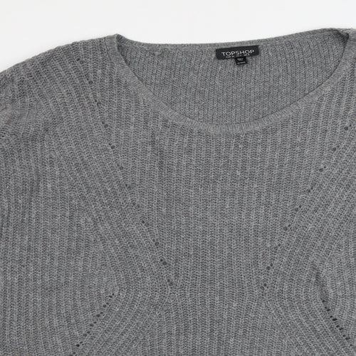 Topshop Womens Grey Scoop Neck Acrylic Pullover Jumper Size 8
