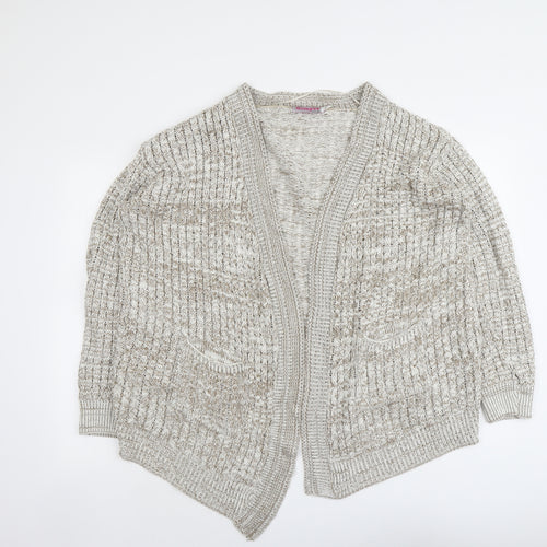 Glimpse Womens Beige V-Neck Acrylic Cardigan Jumper Size S