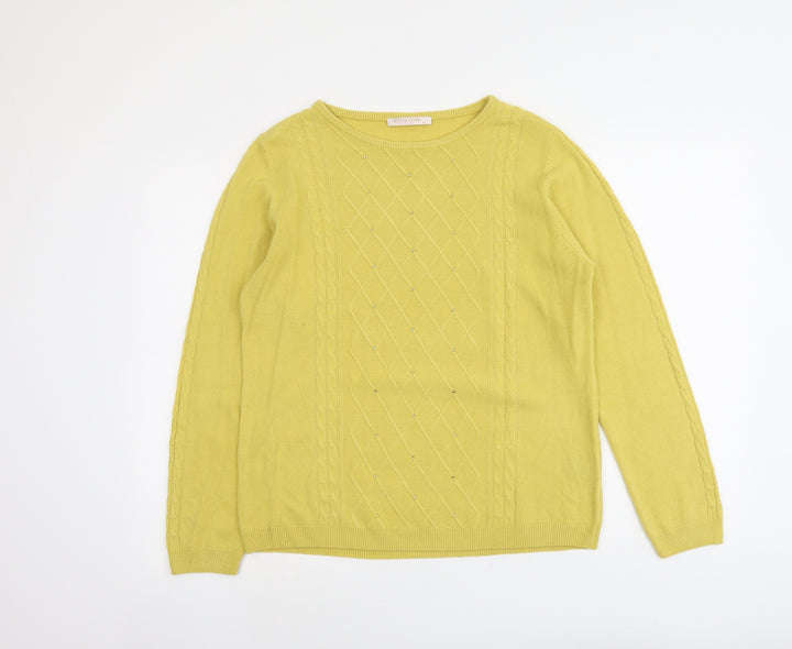 Anna Rose Womens Yellow Round Neck Acrylic Pullover Jumper Size XL