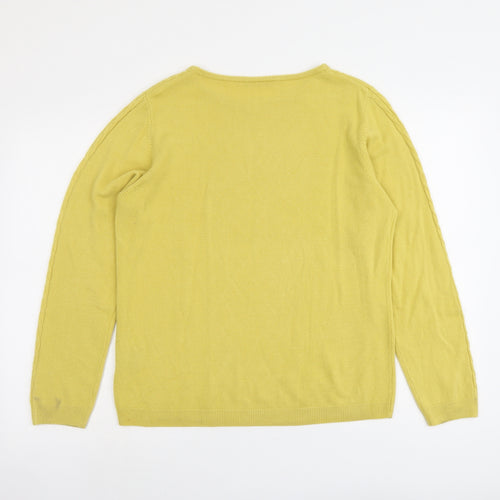 Anna Rose Womens Yellow Round Neck Acrylic Pullover Jumper Size XL