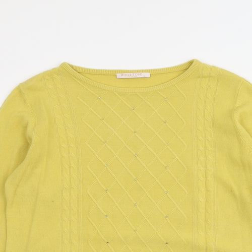 Anna Rose Womens Yellow Round Neck Acrylic Pullover Jumper Size XL
