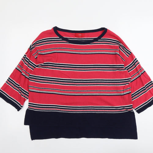NEXT Womens Multicoloured Round Neck Striped Cotton Pullover Jumper Size 14
