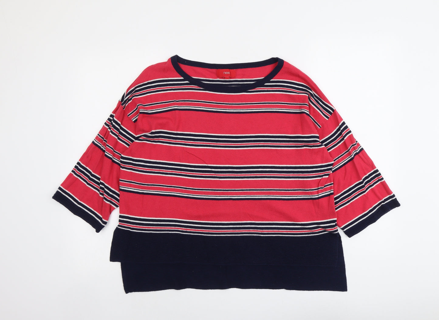 NEXT Womens Multicoloured Round Neck Striped Cotton Pullover Jumper Size 14