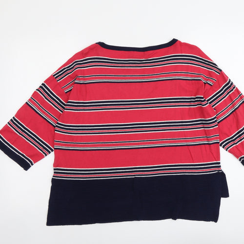 NEXT Womens Multicoloured Round Neck Striped Cotton Pullover Jumper Size 14