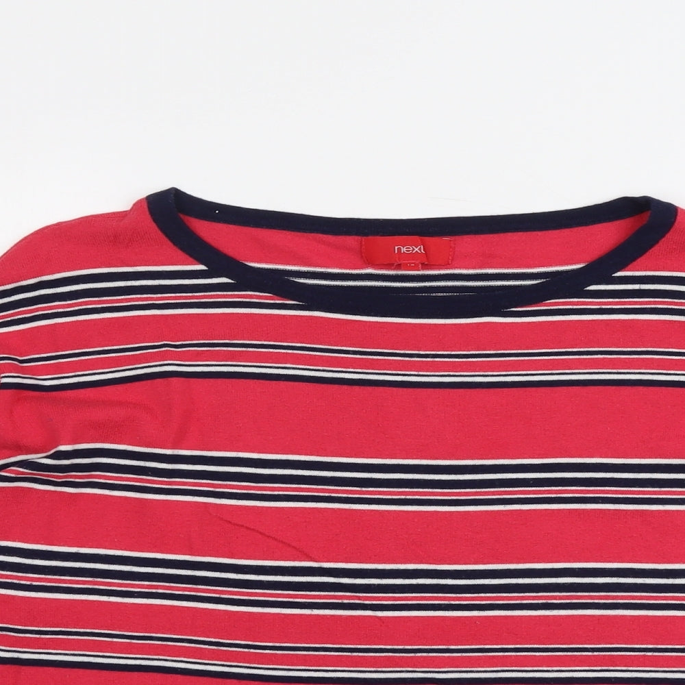 NEXT Womens Multicoloured Round Neck Striped Cotton Pullover Jumper Size 14