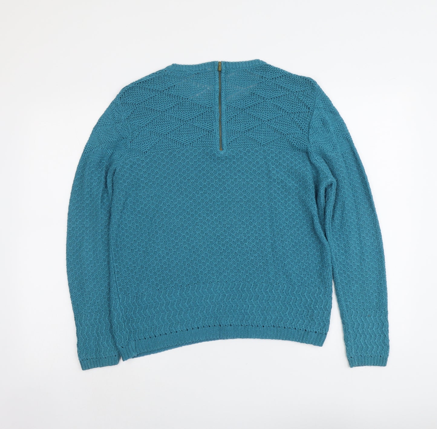 BHS Womens Blue Round Neck Cotton Pullover Jumper Size 14