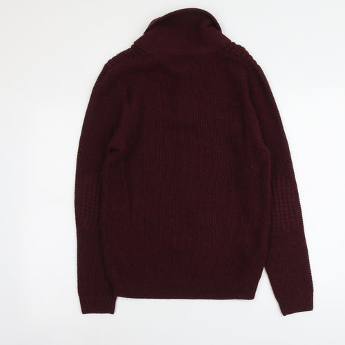 NEXT Mens Red V-Neck Acrylic Pullover Jumper Size S Long Sleeve