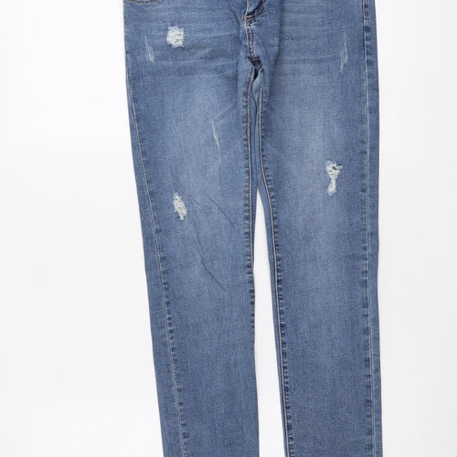 Dzire Womens Blue Cotton Straight Jeans Size L L29 in Regular Button