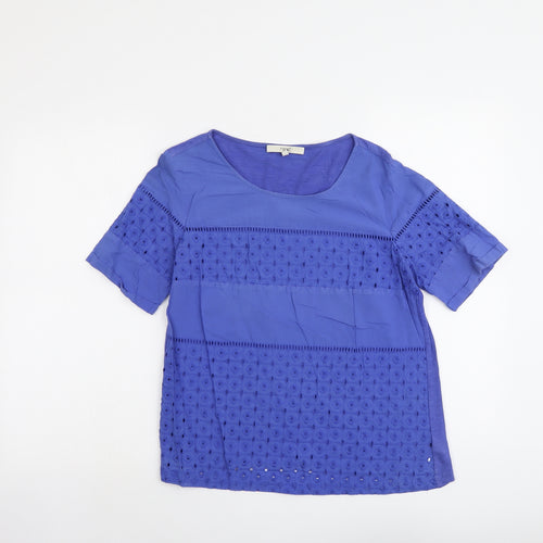 NEXT Womens Blue Geometric Cotton Basic Tank Size 10 Round Neck