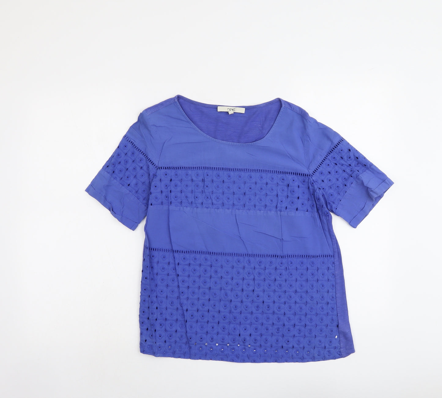 NEXT Womens Blue Geometric Cotton Basic Tank Size 10 Round Neck