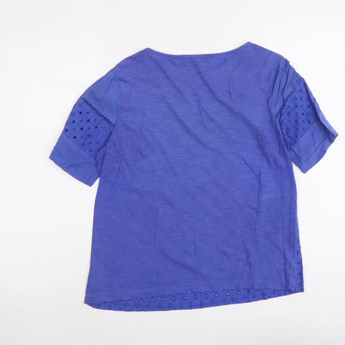 NEXT Womens Blue Geometric Cotton Basic Tank Size 10 Round Neck