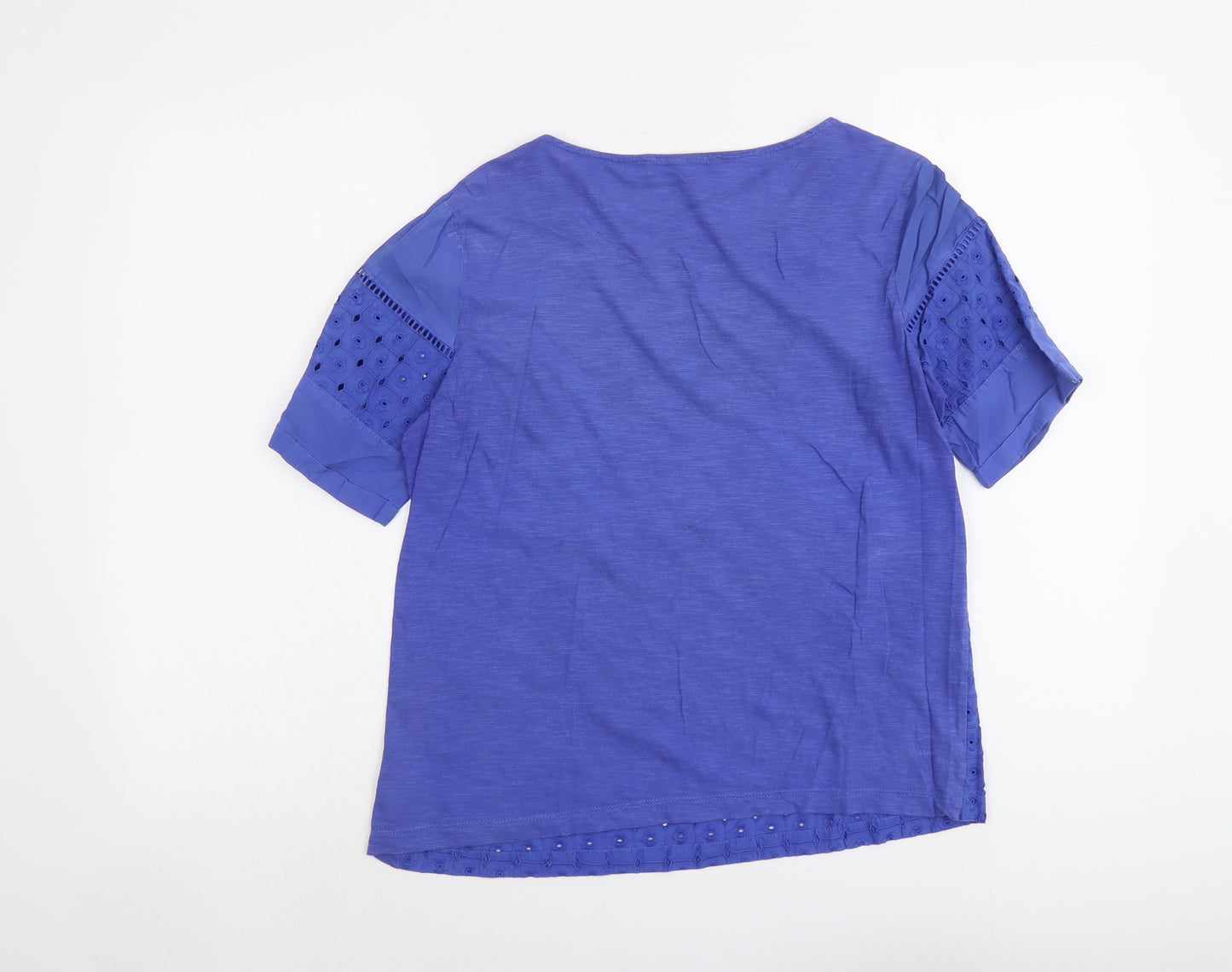 NEXT Womens Blue Geometric Cotton Basic Tank Size 10 Round Neck