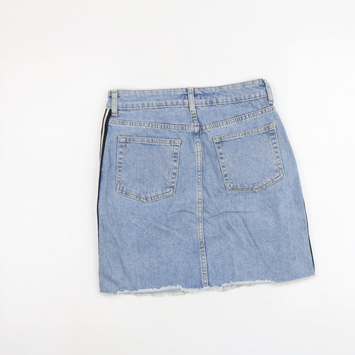 R Edition Womens Blue Cotton A-Line Skirt Size 8 Button