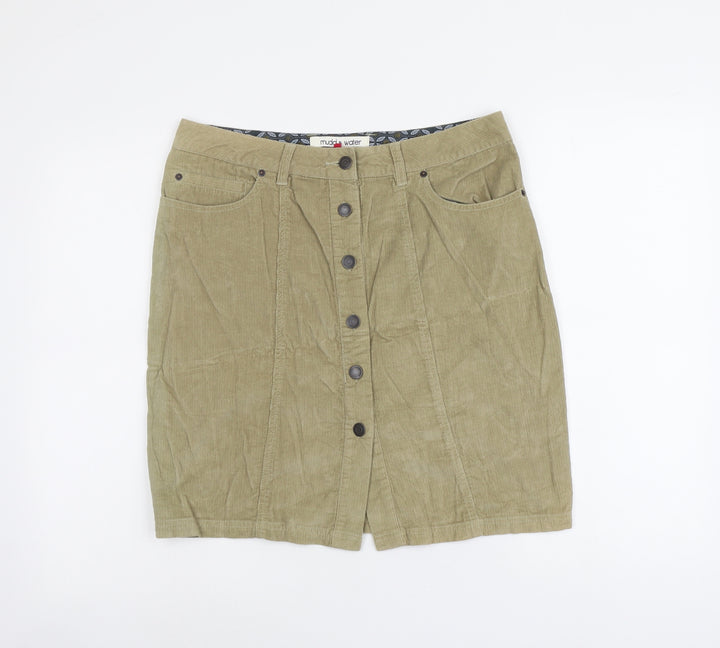 Mudd&Water Womens Beige Cotton A-Line Skirt Size 12 Button