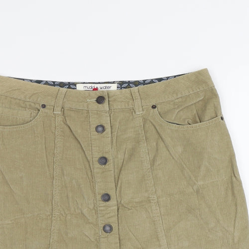 Mudd&Water Womens Beige Cotton A-Line Skirt Size 12 Button