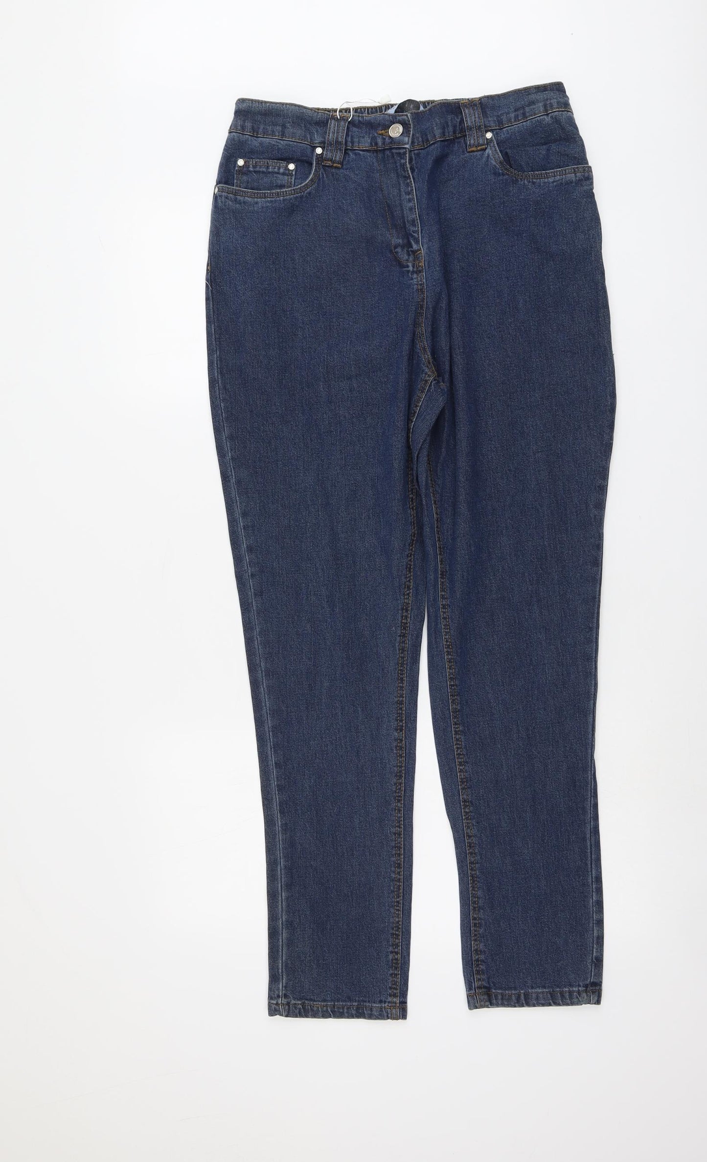Lizzie Womens Blue Cotton Straight Jeans Size 14 L29 in Regular Button