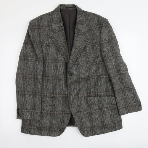 A.C Holde&Sons LTD Mens Grey Plaid Wool Jacket Blazer Size M Regular