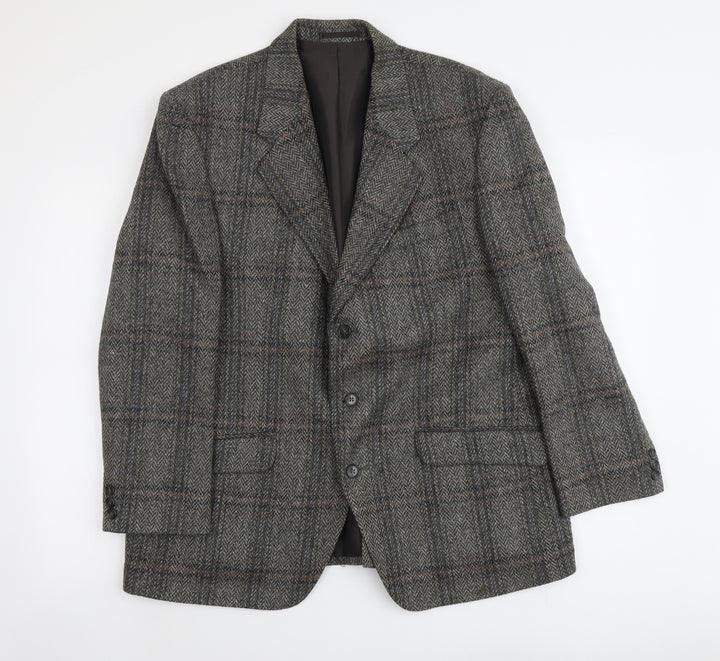 A.C Holde&Sons LTD Mens Grey Plaid Wool Jacket Blazer Size M Regular