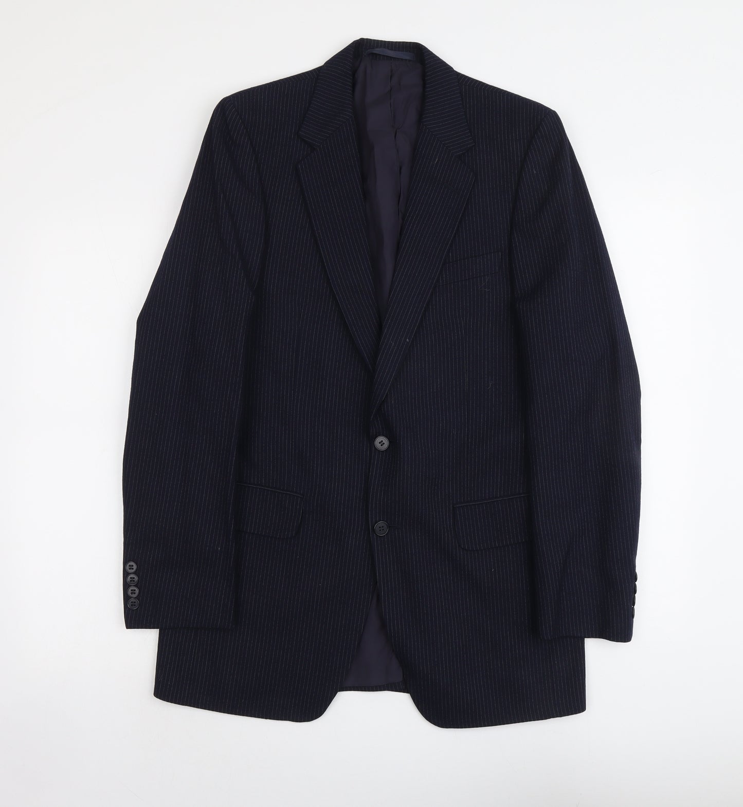 Marks and Spencer Mens Blue Striped Wool Jacket Suit Jacket Size M Regular