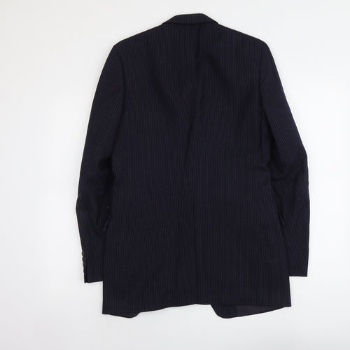 Marks and Spencer Mens Blue Striped Wool Jacket Suit Jacket Size M Regular
