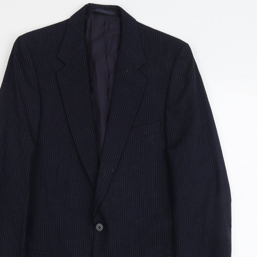 Marks and Spencer Mens Blue Striped Wool Jacket Suit Jacket Size M Regular