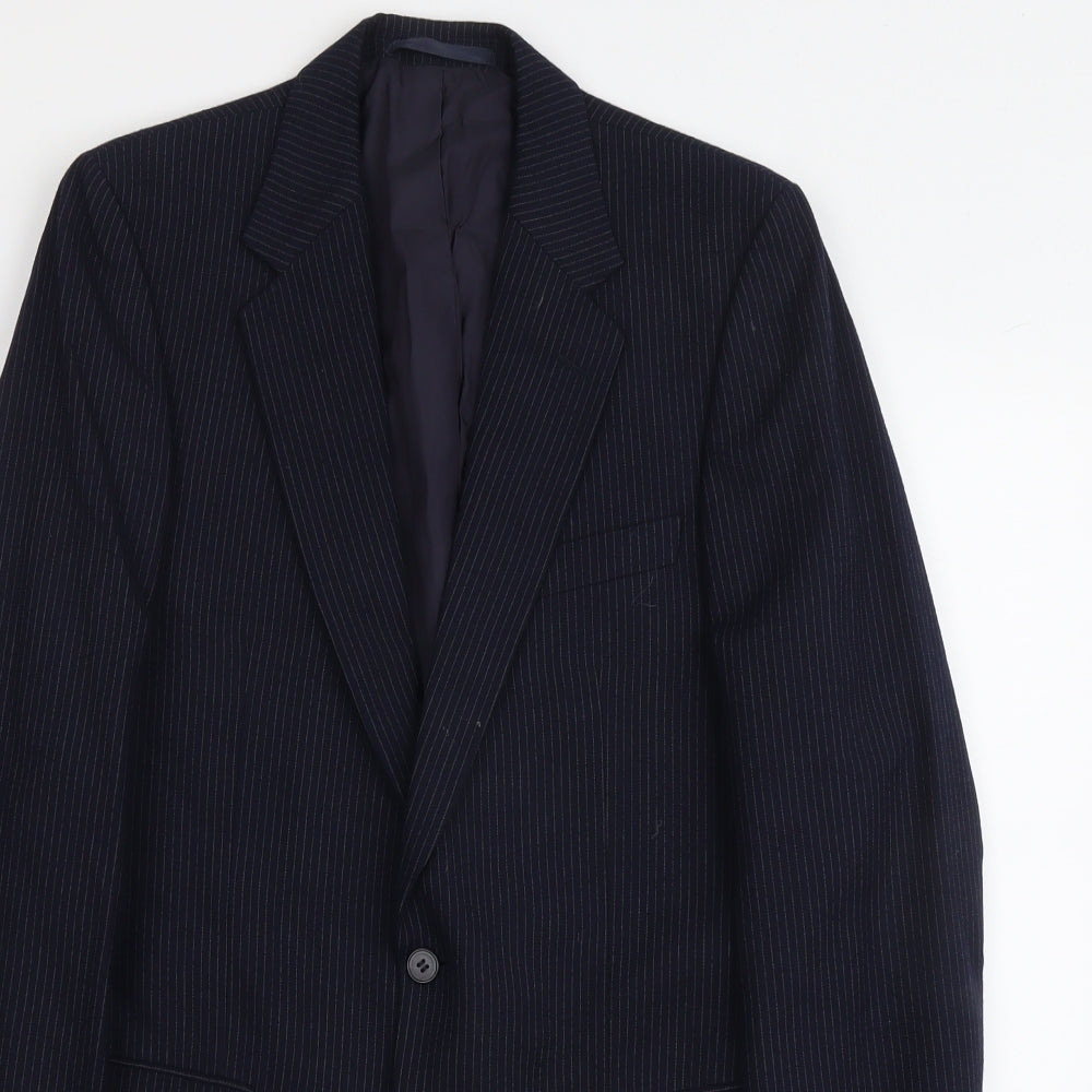 Marks and Spencer Mens Blue Striped Wool Jacket Suit Jacket Size M Regular