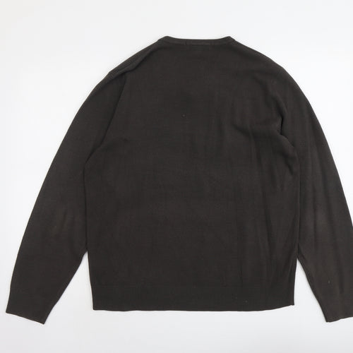 Marks and Spencer Mens Grey V-Neck Acrylic Pullover Jumper Size L Long Sleeve