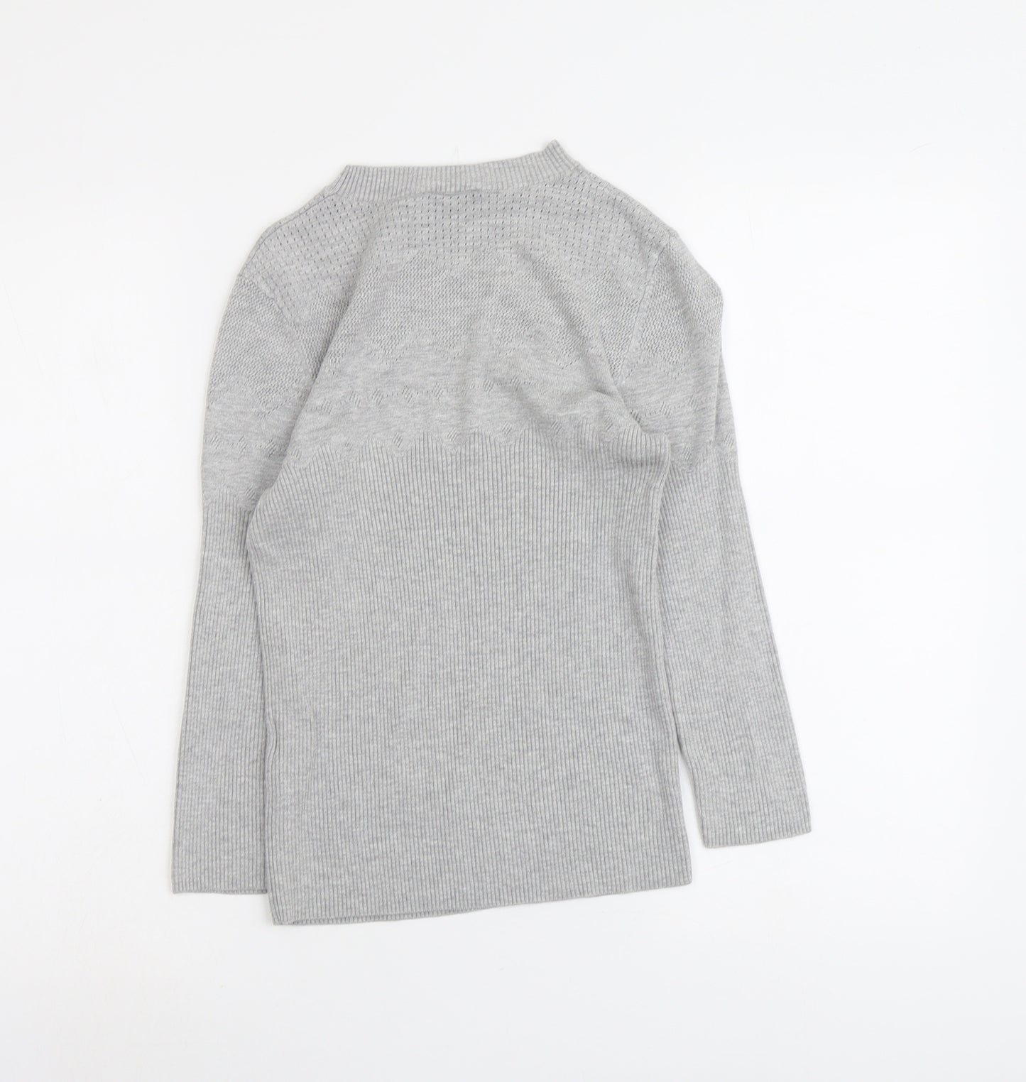 Warehouse Womens Grey Round Neck Acrylic Pullover Jumper Size 12