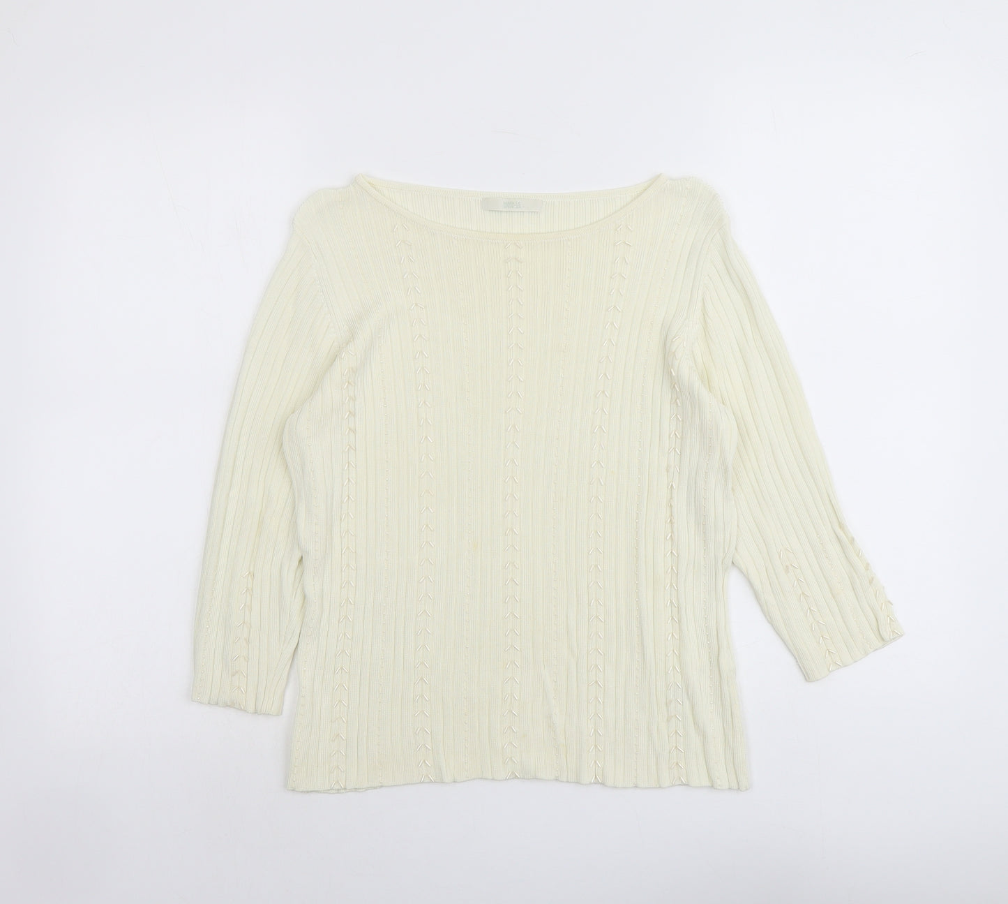 Marks and Spencer Womens Ivory Boat Neck Viscose Pullover Jumper Size 16
