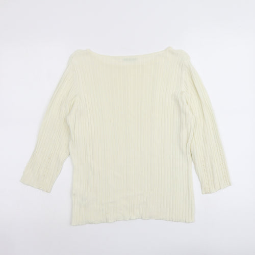 Marks and Spencer Womens Ivory Boat Neck Viscose Pullover Jumper Size 16