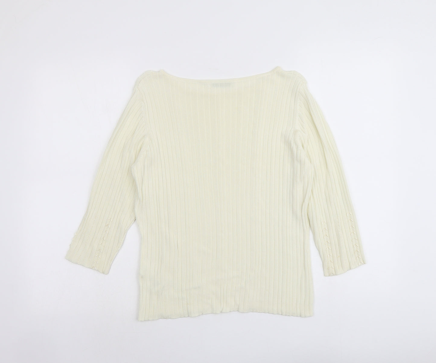Marks and Spencer Womens Ivory Boat Neck Viscose Pullover Jumper Size 16