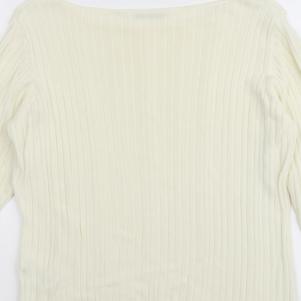 Marks and Spencer Womens Ivory Boat Neck Viscose Pullover Jumper Size 16