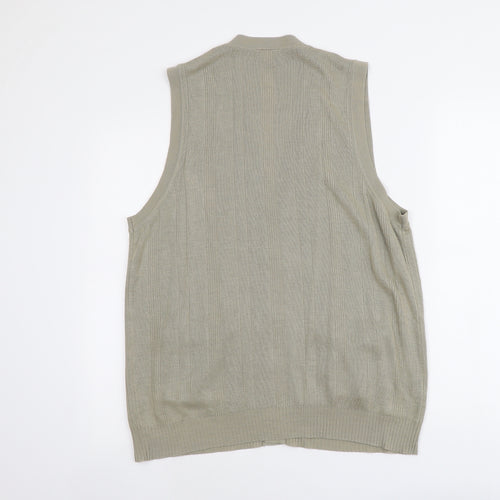 Tootal Mens Beige V-Neck Acrylic Vest Jumper Size M Sleeveless