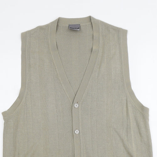 Tootal Mens Beige V-Neck Acrylic Vest Jumper Size M Sleeveless