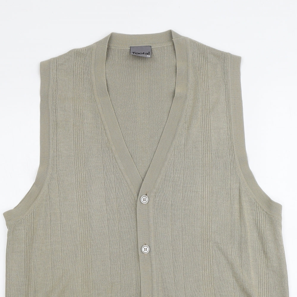 Tootal Mens Beige V-Neck Acrylic Vest Jumper Size M Sleeveless