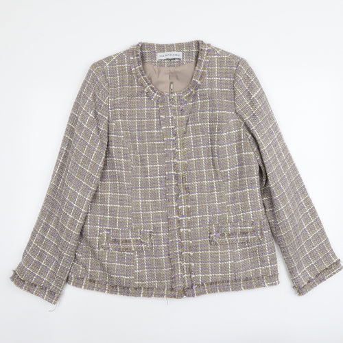 Wardrobe Womens Beige Geometric Jacket Size 14 Zip