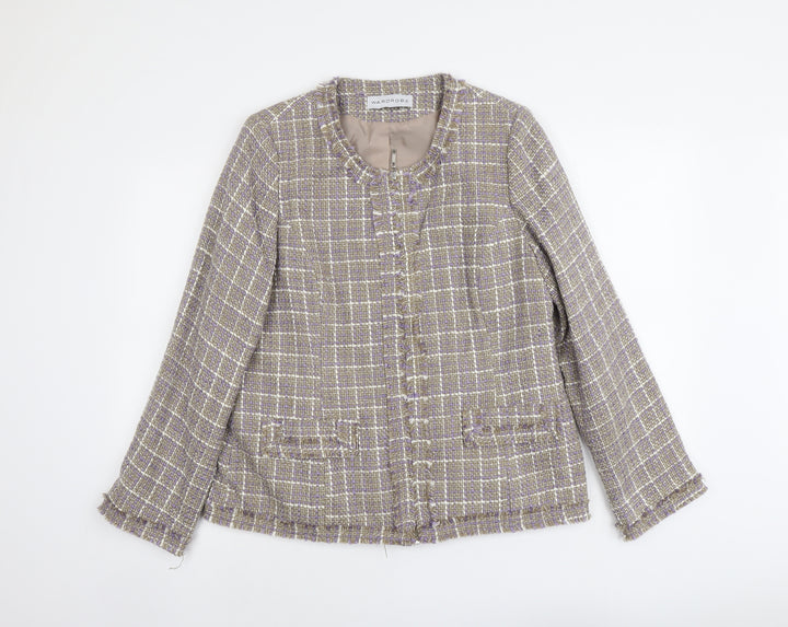 Wardrobe Womens Beige Geometric Jacket Size 14 Zip